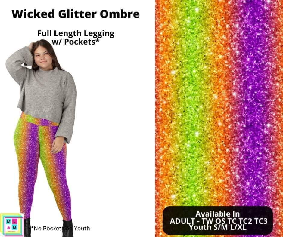 Wicked Glitter Ombre Full Length Leggings w/ Pockets