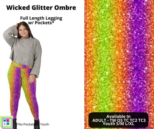 Wicked Glitter Ombre Full Length Leggings w/ Pockets