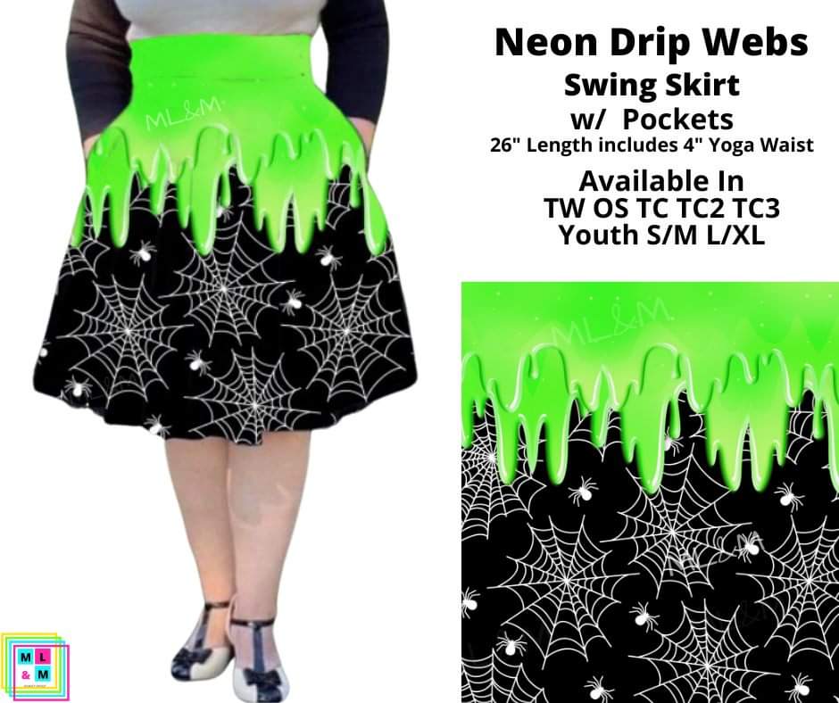 Neon Drip Web Swing Skirt