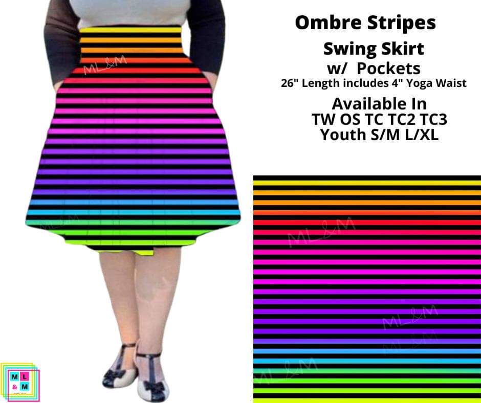 Ombre Stripes Swing Skirt