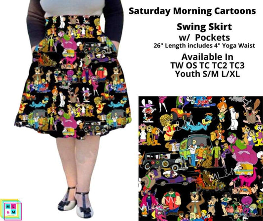 Saturday Morning Cartoons Swing Skirt