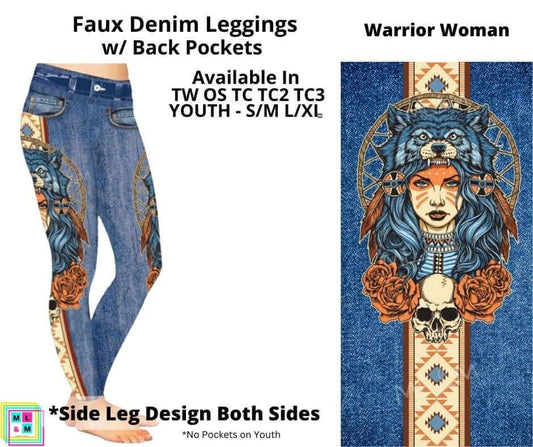 Warrior Woman Full Length Faux Denim w/ Side Leg Designs