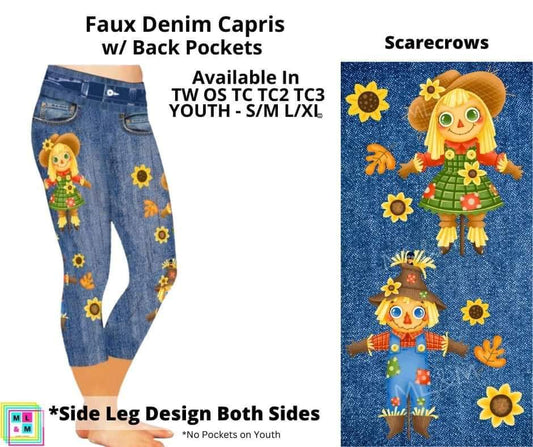 Scarecrows Capri Faux Denim w/ Side Leg Designs