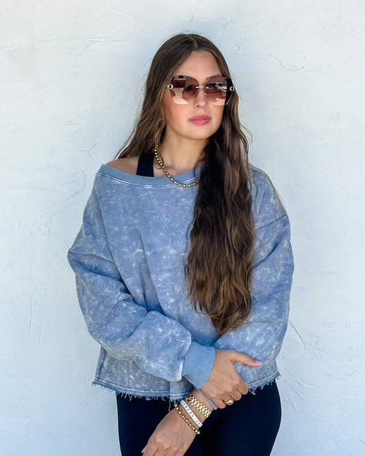 Custom Mineral Washed Sweatshirt Denim