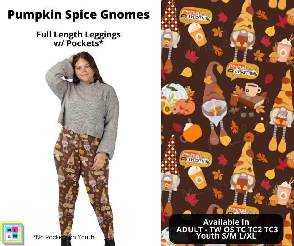 Pumpkin Spice Gnomes Full Length Leggings w/ Pockets