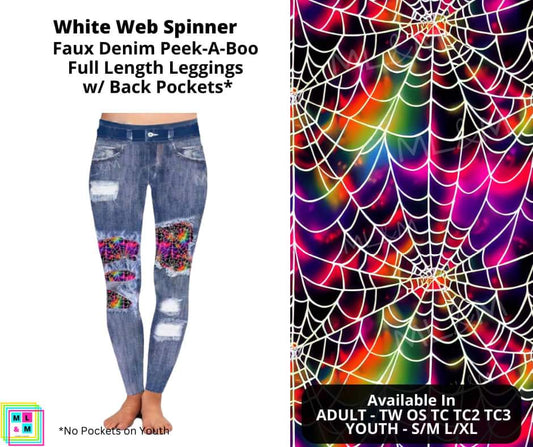 White Web Spinner Faux Denim Full Length