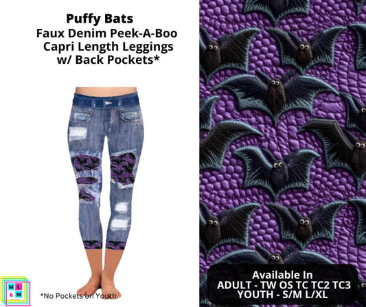 Puffy Bats Faux Denim Capris
