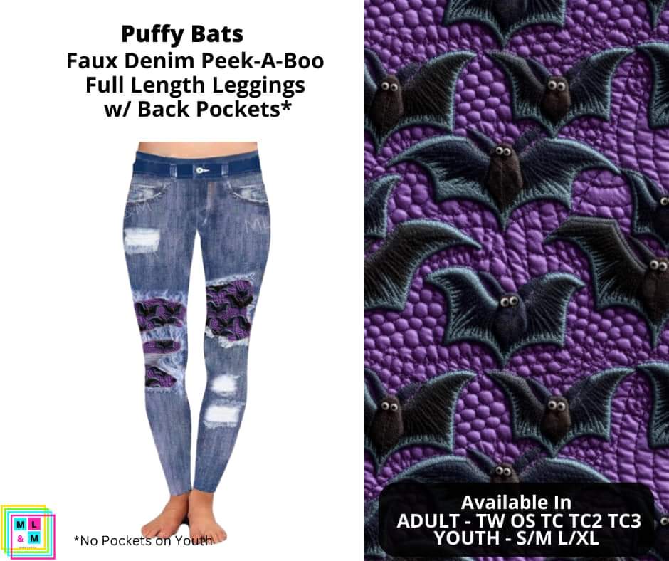 Puffy Bats Faux Denim Full Length