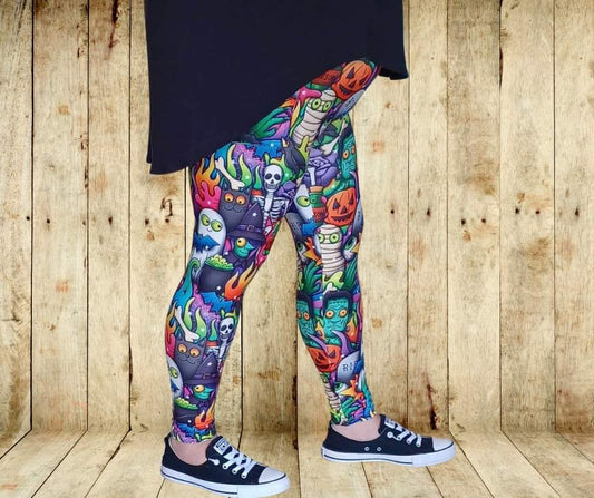 Colorful Spooks Full Length Leggings w/ Pockets