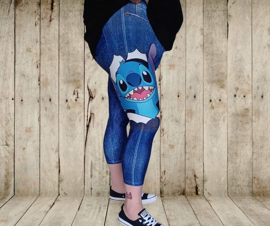 Surprise A Capri Faux Denim w/ Side Leg Designs