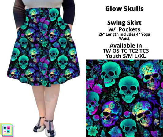 Glow Skulls Swing Skirt