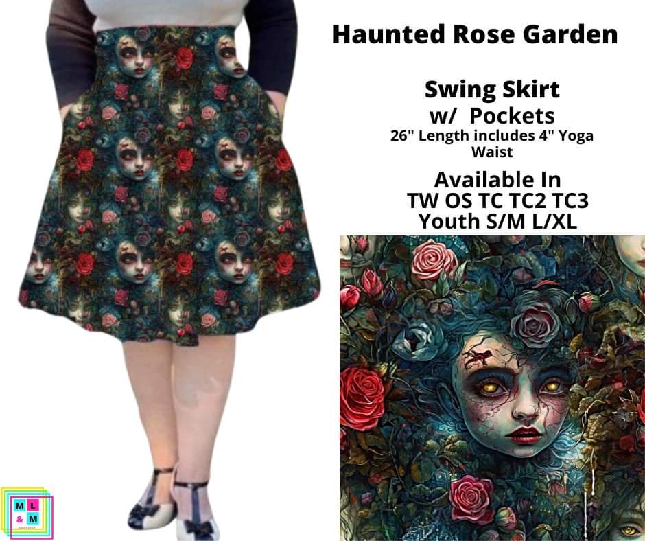 Haunted Rose Garden Swing Skirt