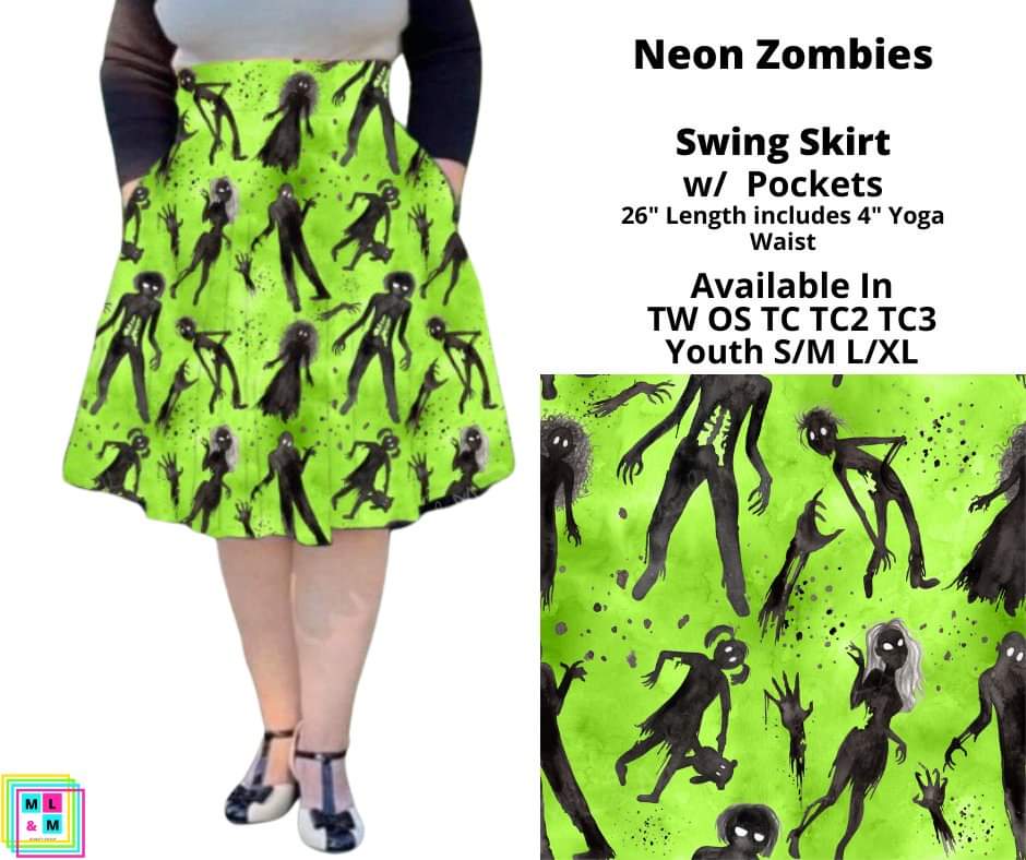 Neon Zombie Swing Skirt