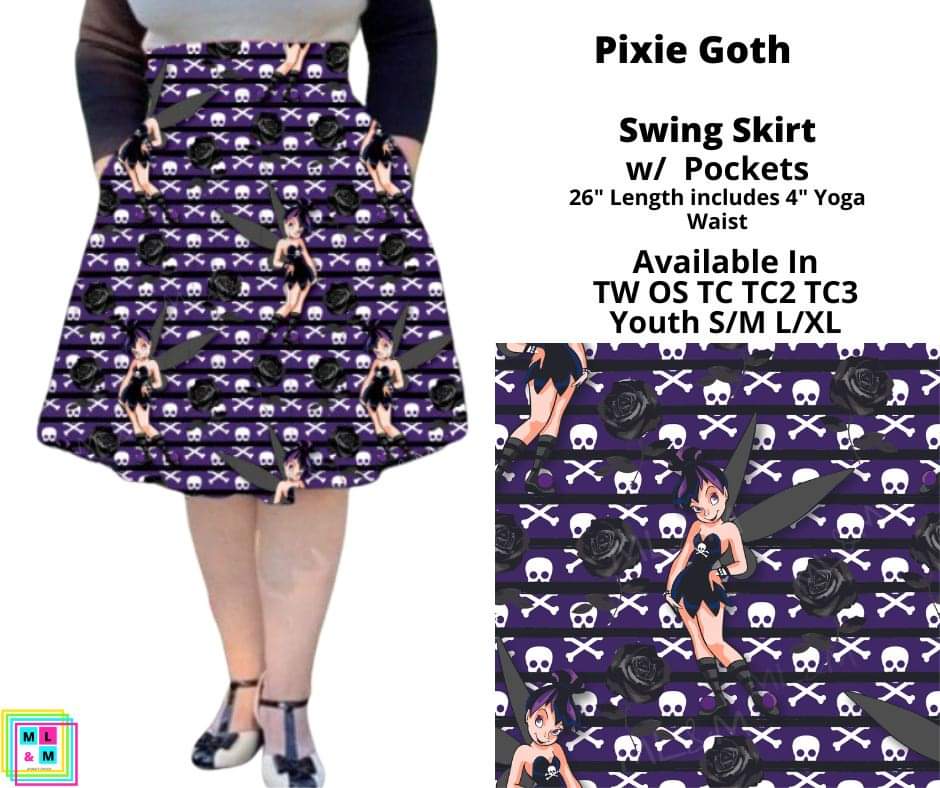 Pixie Goth Swing Skirt