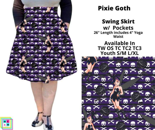 Pixie Goth Swing Skirt