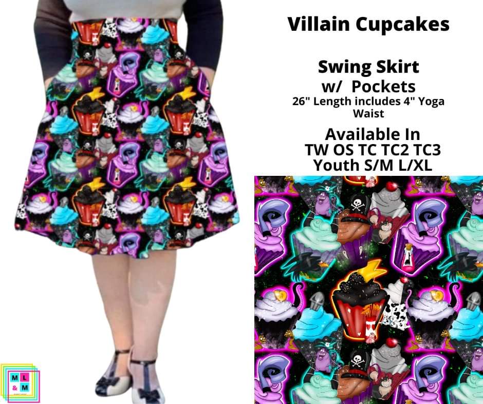 Villain Cupcakes Swing Skirt