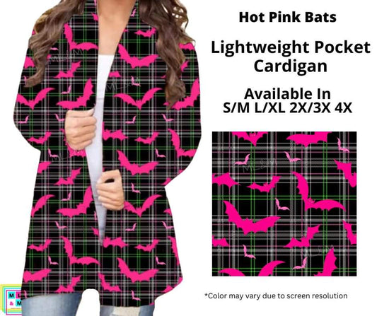 Hot Pink Bats Pocket Cardigan