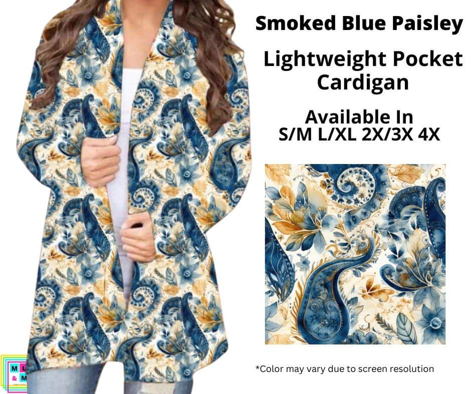 Smoked Blue Paisley Pocket Cardigan