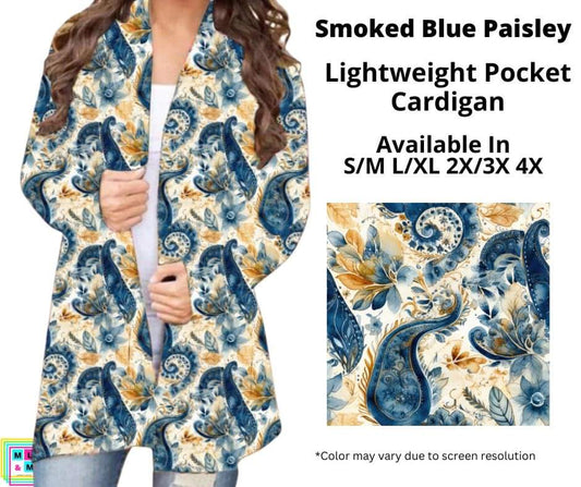 Smoked Blue Paisley Pocket Cardigan