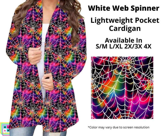 White Web Spinner Pocket Cardigan