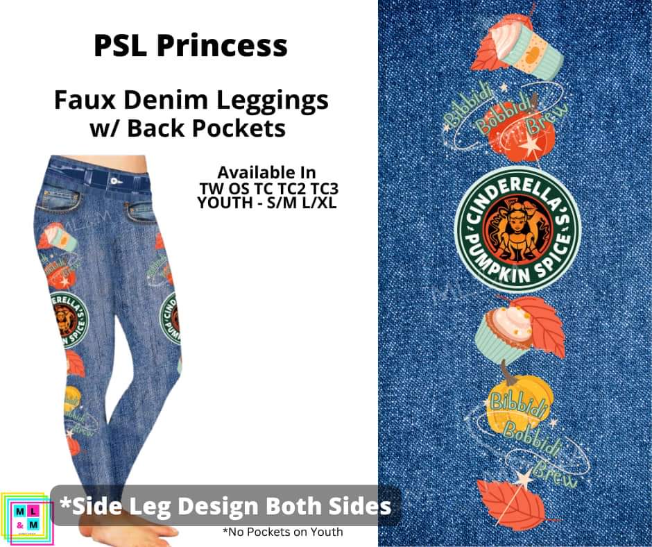 PSL Princess Full Length Faux Denim w/ Side Leg Designs