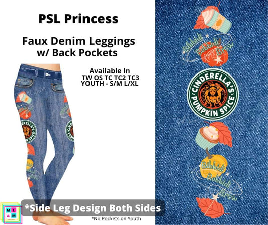 PSL Princess Full Length Faux Denim w/ Side Leg Designs
