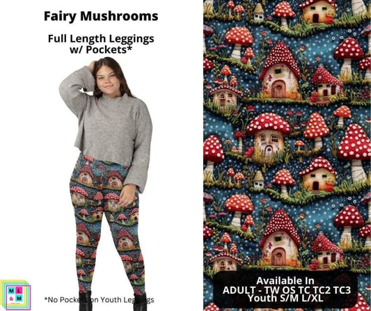 Fairy Mushroom Full Length Leggings w/ Pockets