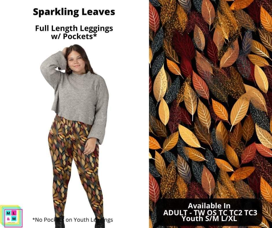 Sparkling Leaves Full Length Leggings w/ Pockets