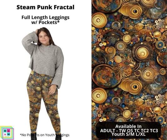 Steam Punk Fractal Full Length Leggings w/ Pockets