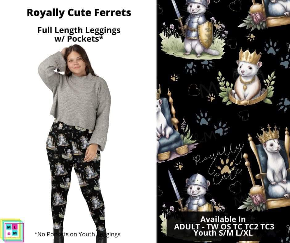 Royally Cute Ferrets Full Length Leggings w/ Pockets