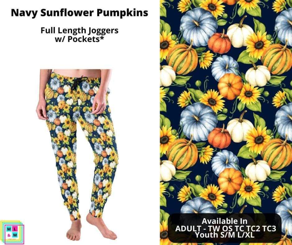 Navy Sunflower Pumpkins Joggers