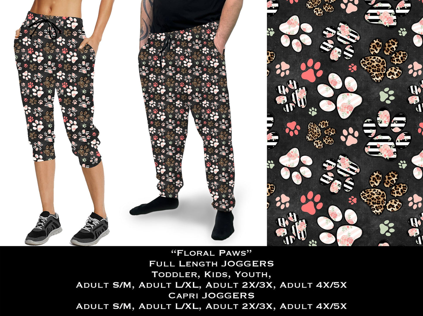 Floral Paws - Full & Capri Joggers