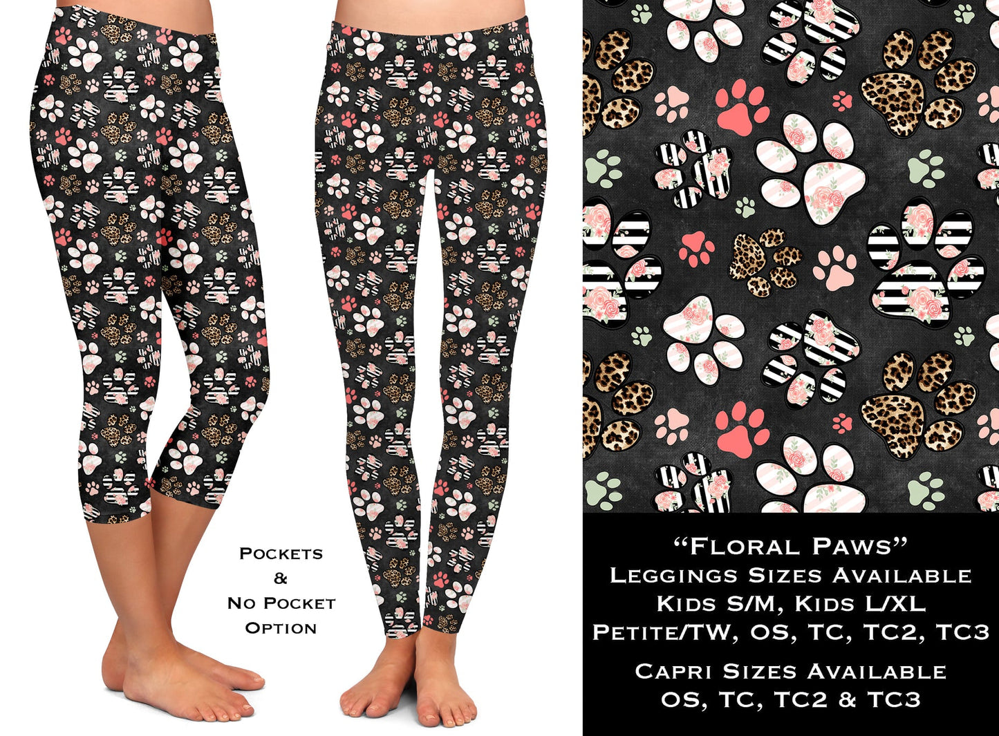 Floral Paws - Leggings & Capris