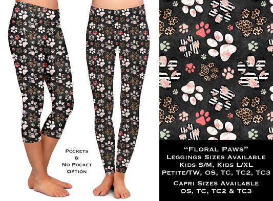 Floral Paws - Leggings & Capris