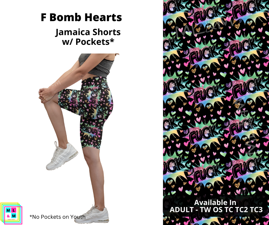 F Bomb Hearts 10" Jamaica Shorts