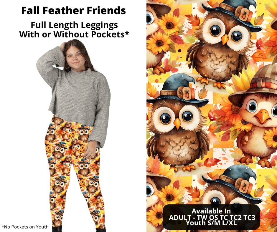 Fall Feather Friends Full Length Leggings w/ Pockets