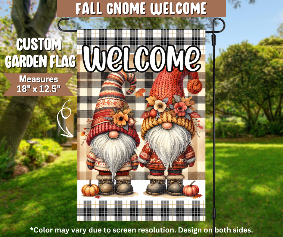 Fall Gnome Welcome Garden Flag