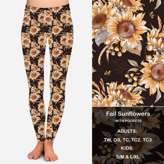 Fall Sunflowers  Leggings & Capris with Pockets Preorder Closes 7/31 eta September