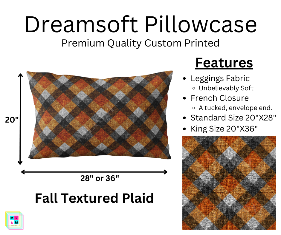 Preorder! Closes 7/28. ETA Sept. Fall Textured Plaid Dreamsoft Pillowcase