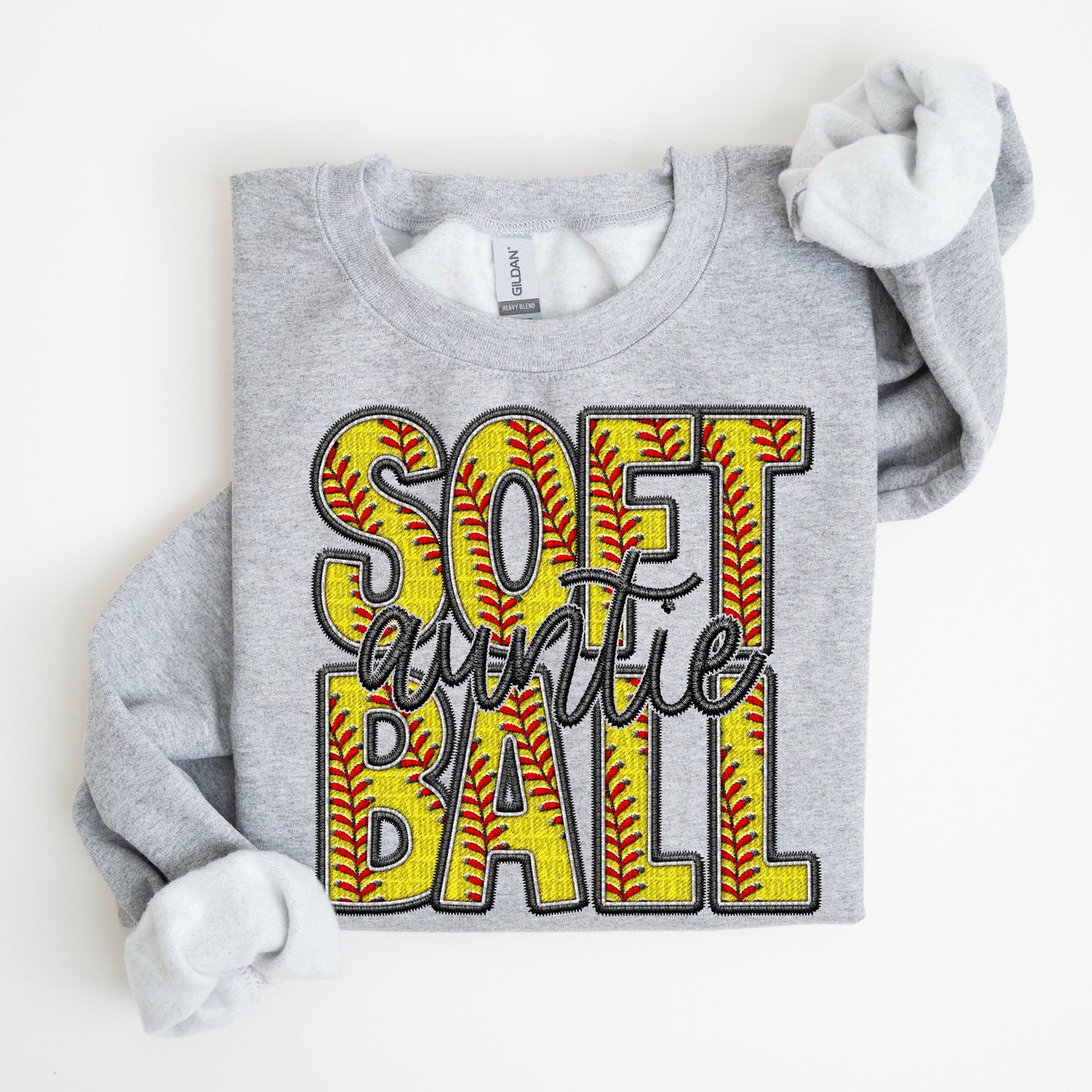 Softball Family Member Sweatshirt FAUX embroidery - Multiple Styles