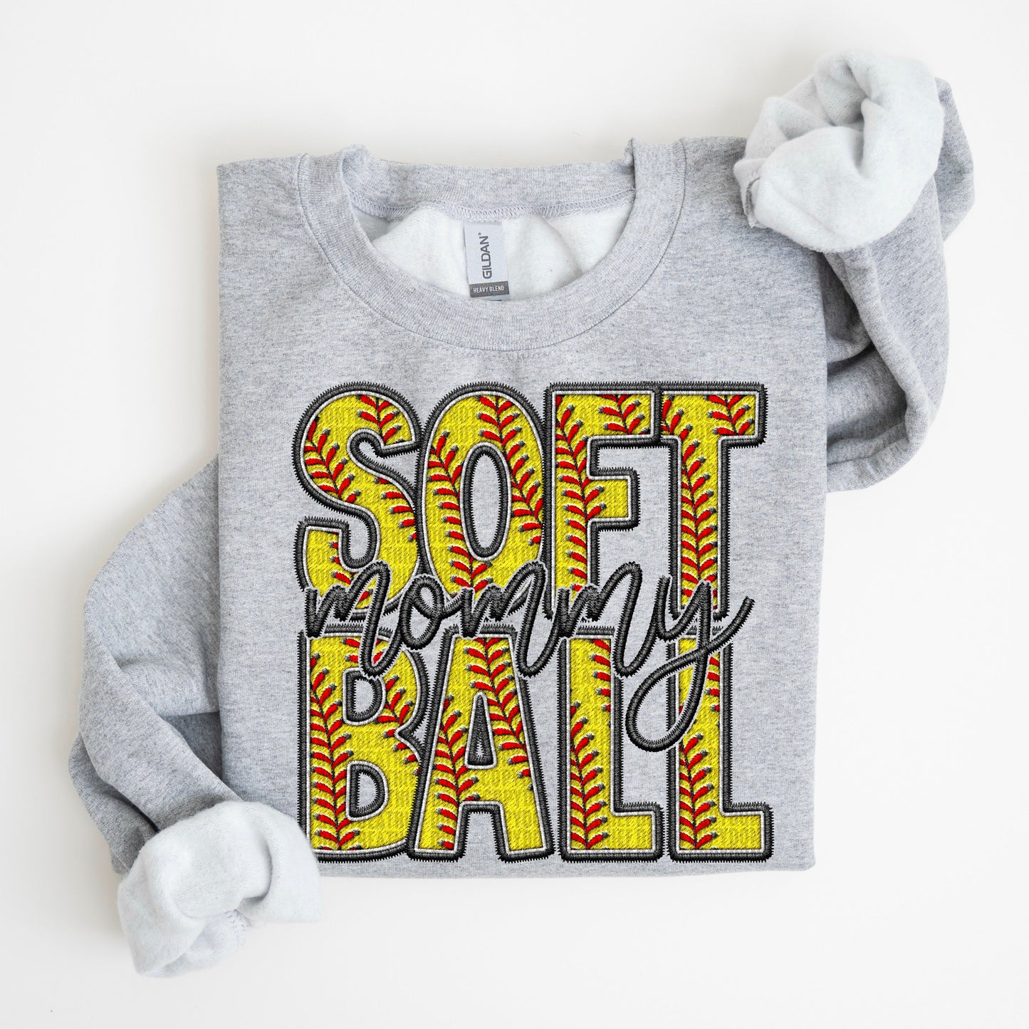 Softball Family Member Sweatshirt FAUX embroidery - Multiple Styles