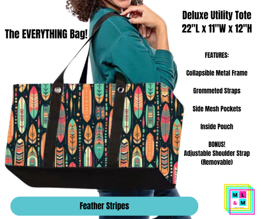 Feather Stripes Collapsible Tote