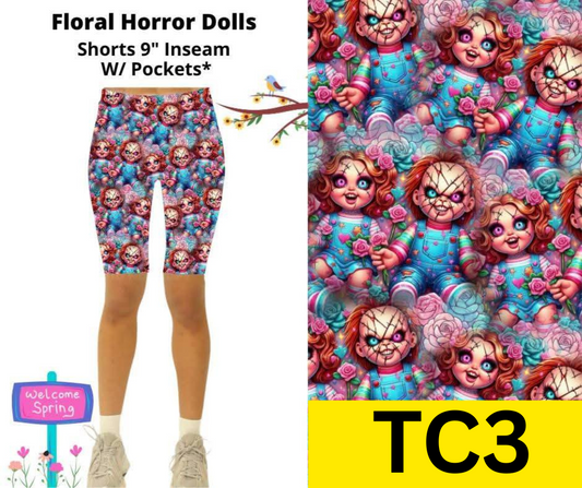 Floral Horror Dolls Jamaica Shorts w/ Pockets