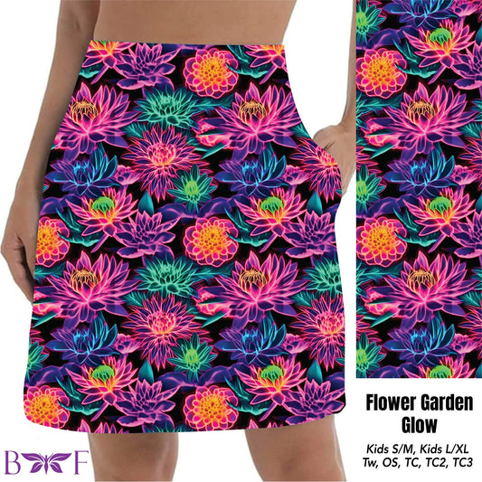 Flower Garden Glow biker shorts and skorts with pockets