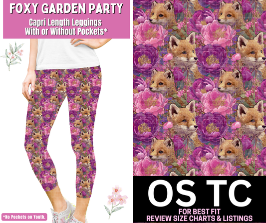 Foxy Garden Party Capri Length Leggings w/ Pockets
