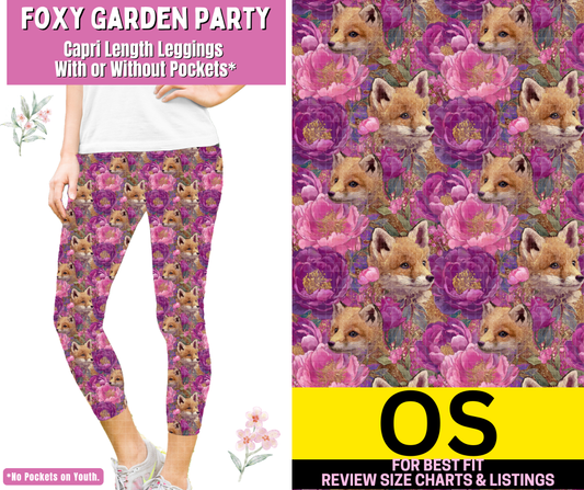 Foxy Garden Party Capri Length Leggings w/ Pockets