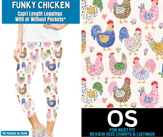 Funky Chicken Capri Length Leggings w/ Pockets