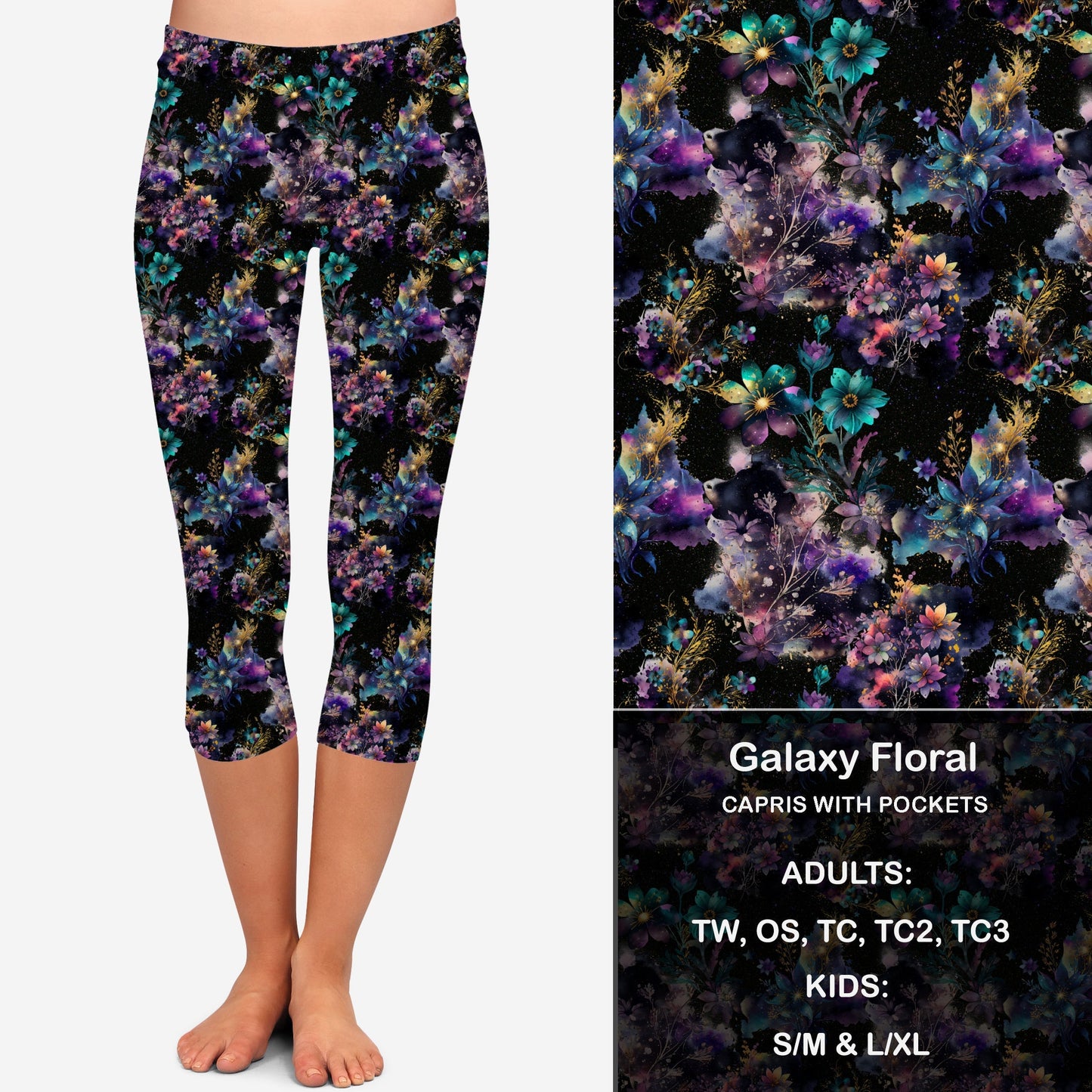 Galaxy Floral Leggings & Capris with Pockets