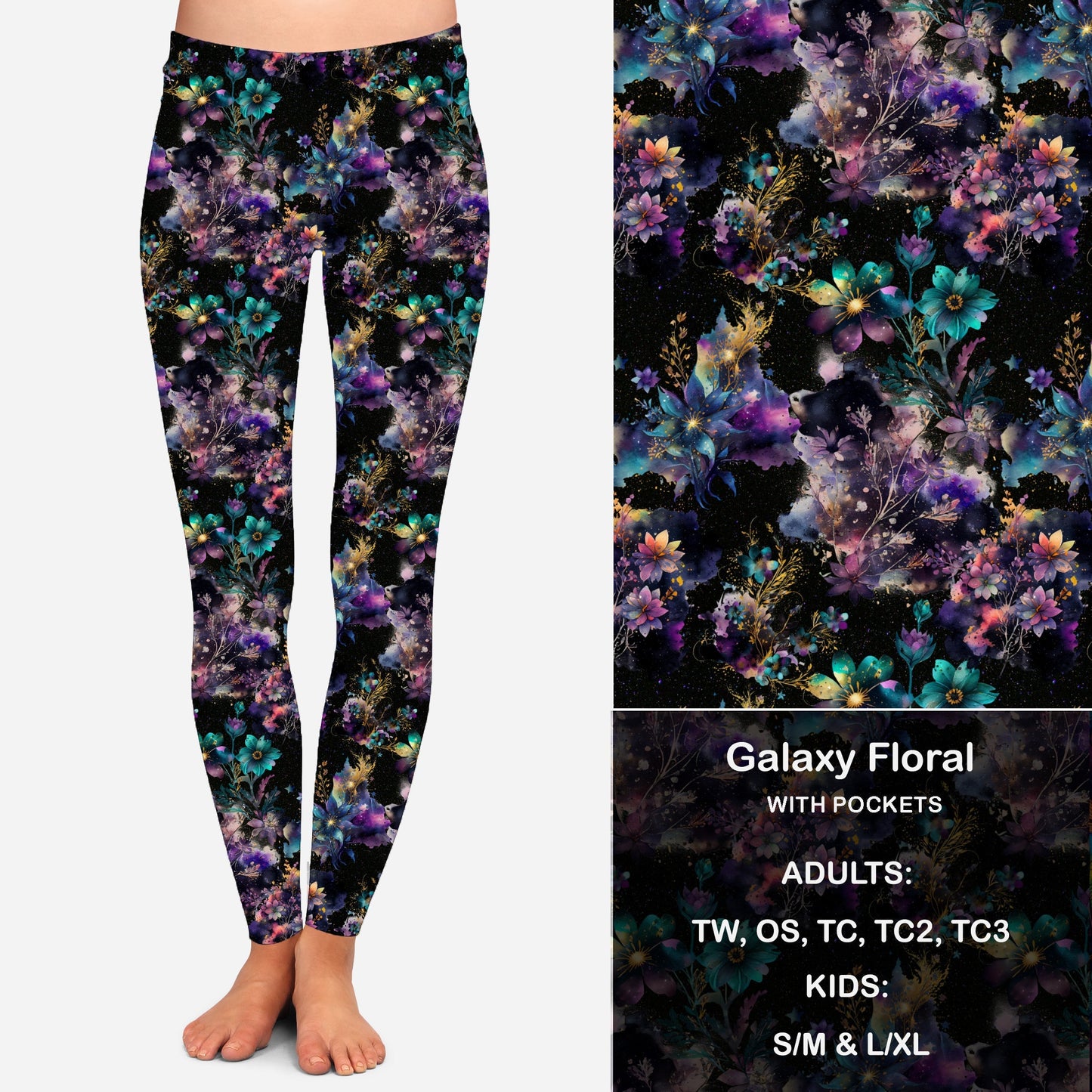 Galaxy Floral Leggings & Capris with Pockets