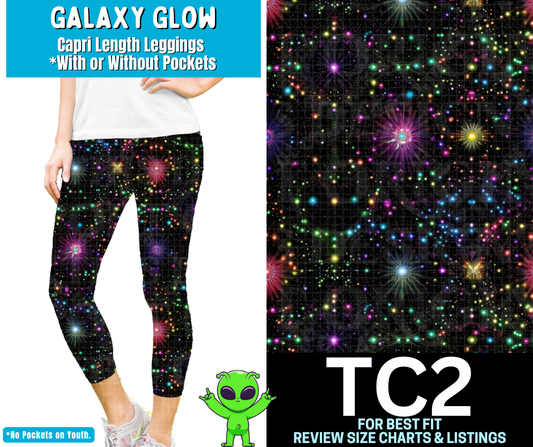 Galaxy Glow Capri Length Leggings w/ Pockets